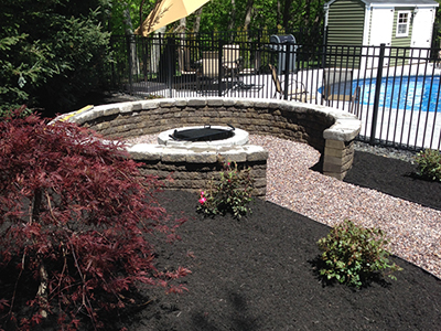NH MA Firepit, Walk Paver Walkway Landscaping