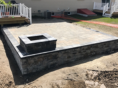 Salem, NH MA Raised Patio Firepit Fire pit